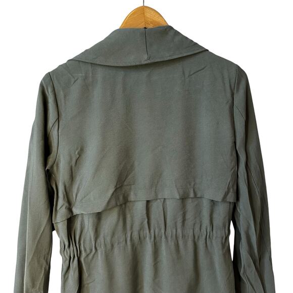 Steve Madden New Women's Drape Collar Open Front Jacket Coat Duster Green Small - Picture 7 of 11